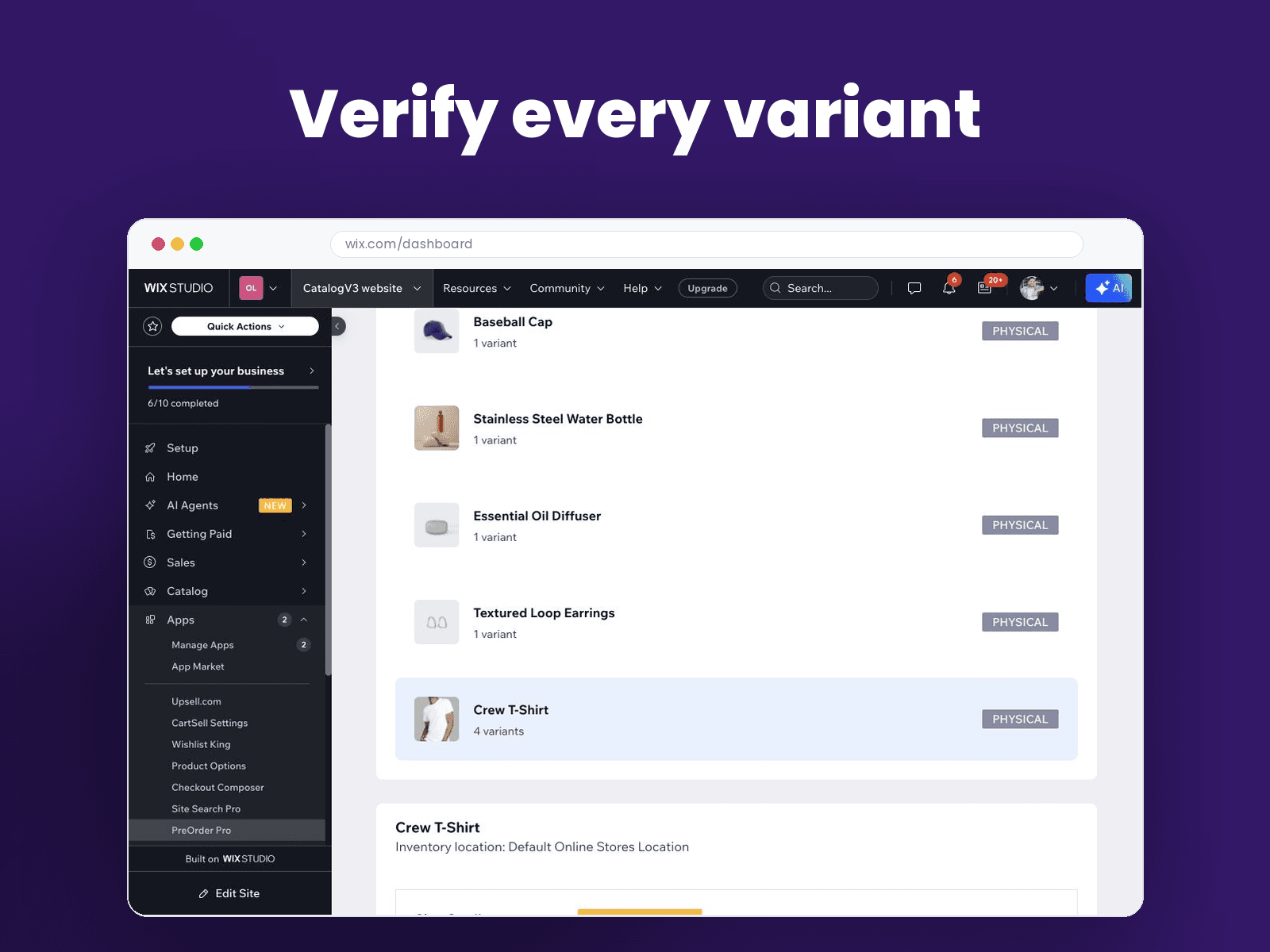 PreOrder Pro exact product and variant readiness screen