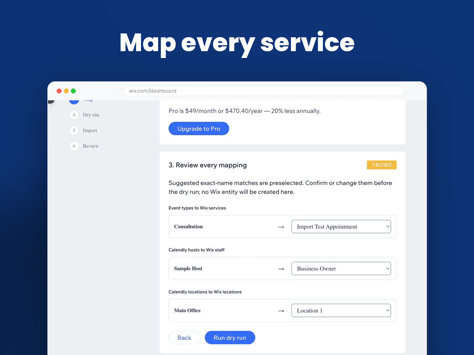Bookings Importer service, staff, and location mapping review.
