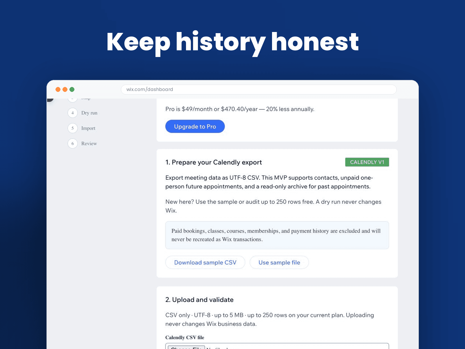 Bookings Importer history, reconciliation, and deletion controls.